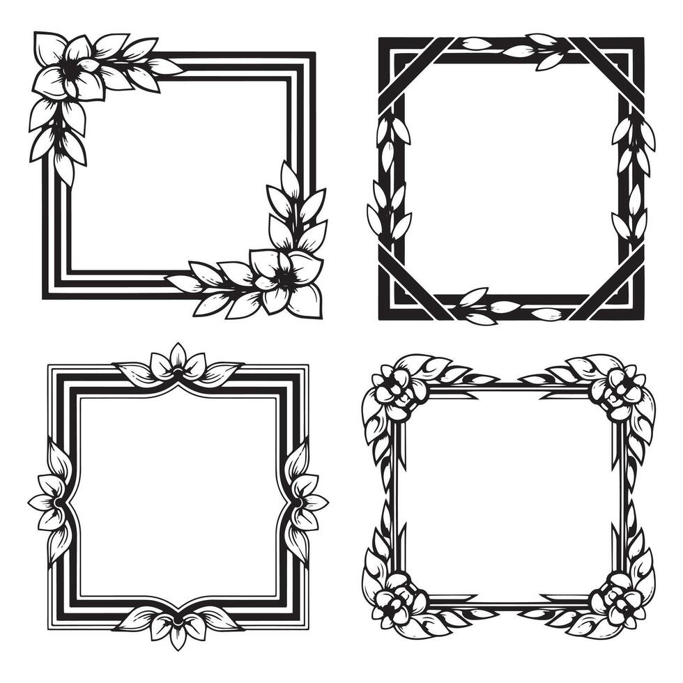 Hand Drawn Floral Borders Unique Decorative Patterns Collection vector