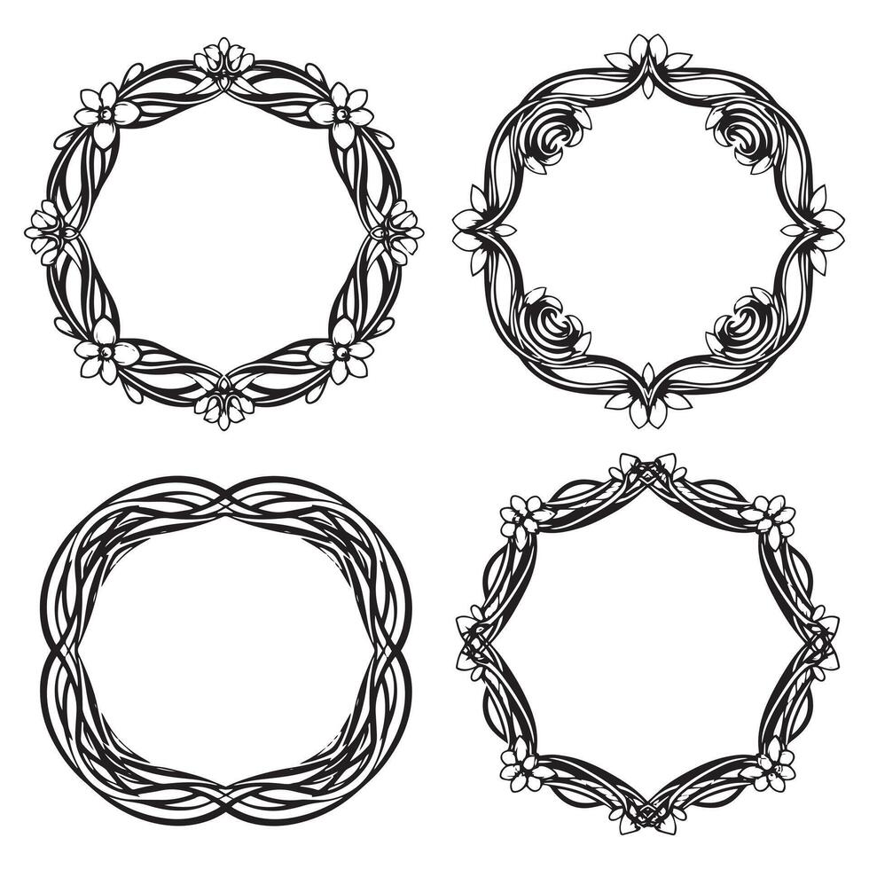 Sophisticated Floral Frames Greeting Card Decorative Borders Set vector