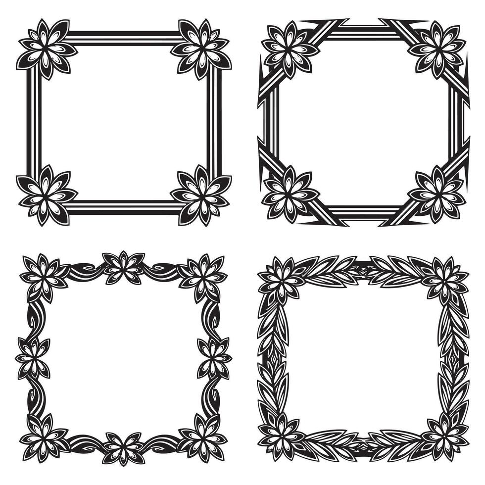 Classic Vine Floral Frames Decorative Borders Collection vector