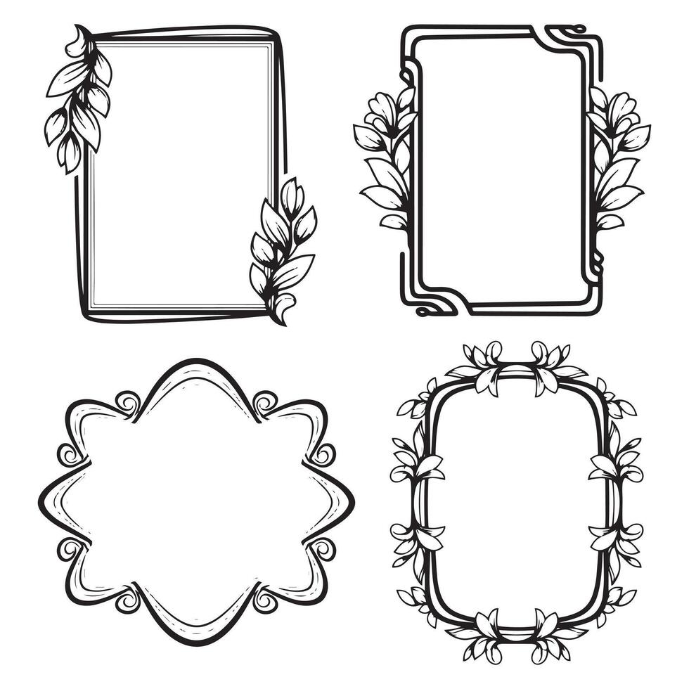 Modern Floral Borders Sleek Decorative Frames Collection vector