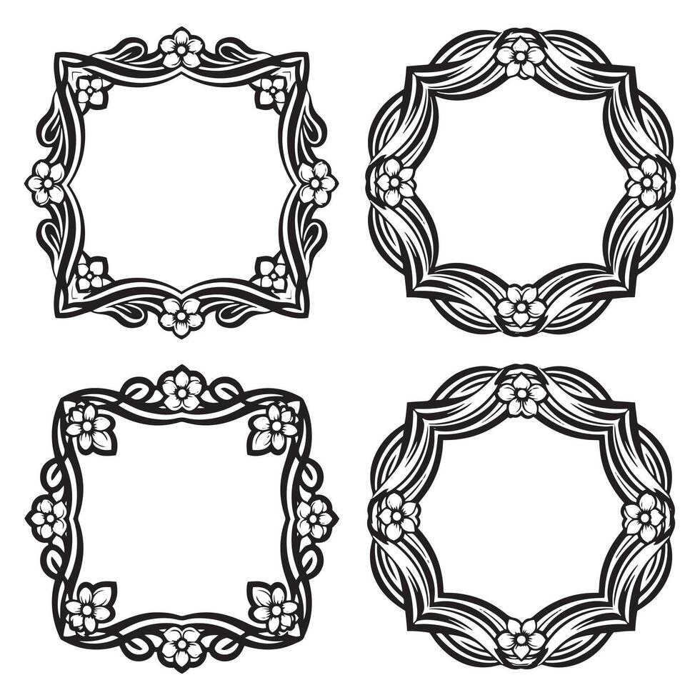 Subtle Floral Frames Understated Decorative Accents Set vector