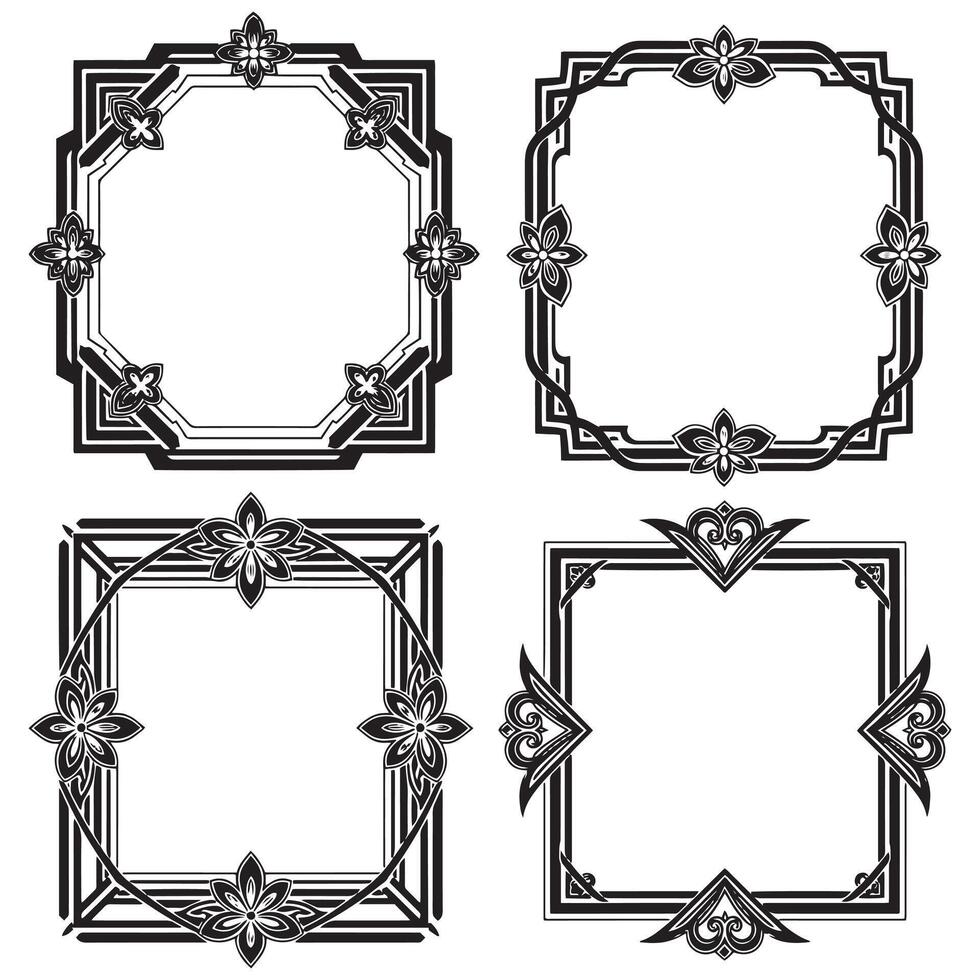 Subtle Floral Frames Understated Decorative Accents Collection vector
