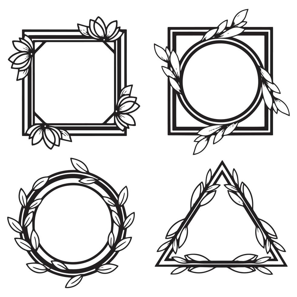 Modern Corner Floral Borders Decorative Frame Graphic vector