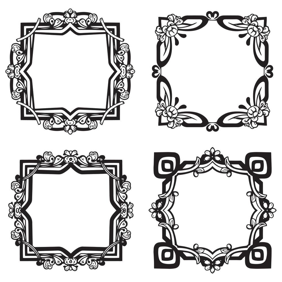 Lush Floral Borders Abundant Decorative Frames vector