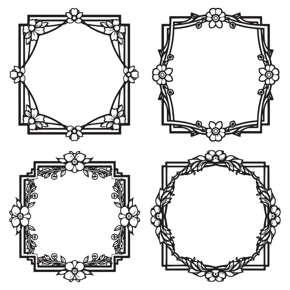 Whimsical Floral Borders Playful Decorative Frames Set vector