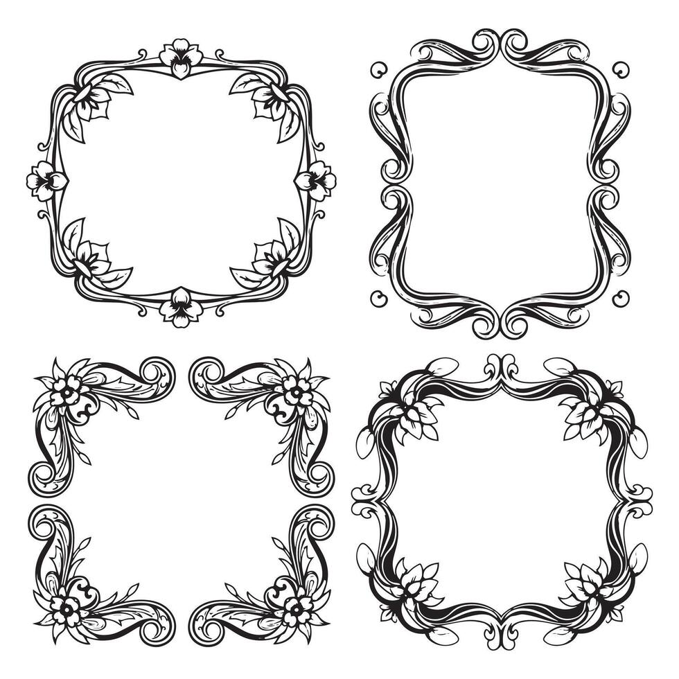 Serene Floral Borders Peaceful Decorative Designs Collection vector