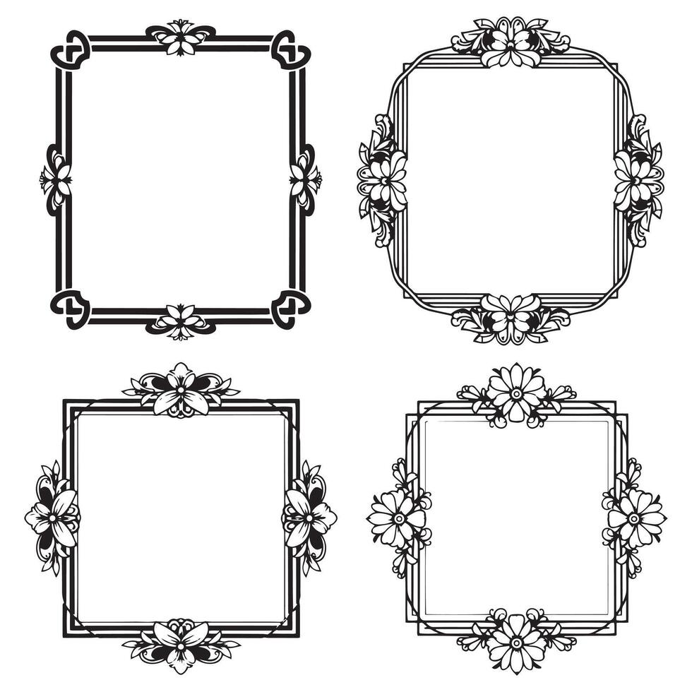 Abstract Pattern Floral Borders Decorative Frame Graphic Collection vector