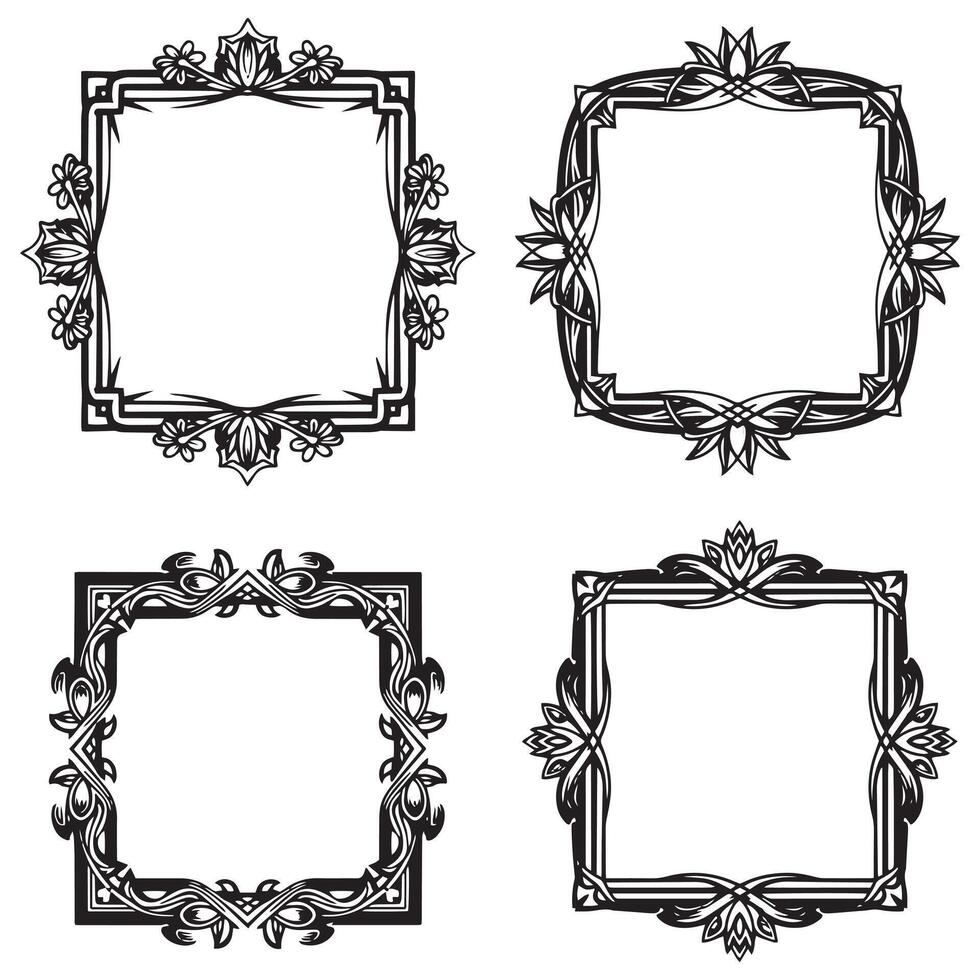 Hand Drawn Floral Borders Unique Decorative Patterns Set vector