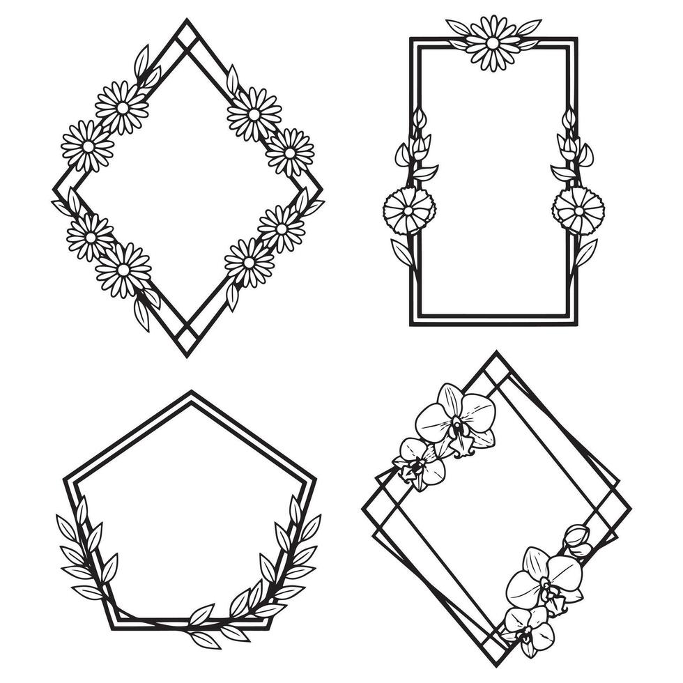 Subtle Embellishment Floral Borders Decorative Line Design Collection vector