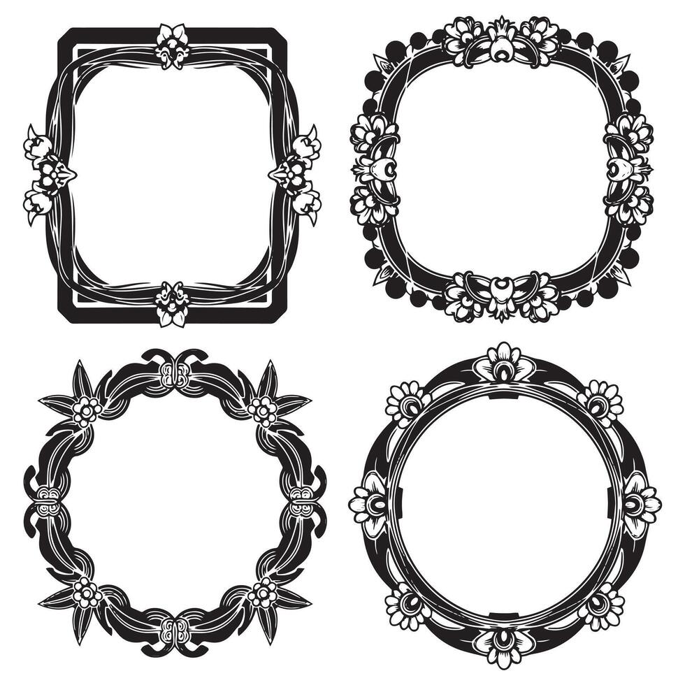 Captivating Frame Floral Borders Decorative Panel Sketch vector