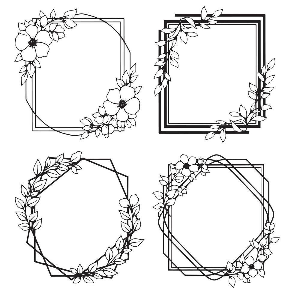 Refined Winter Floral Frames Decorative Borders Collection vector