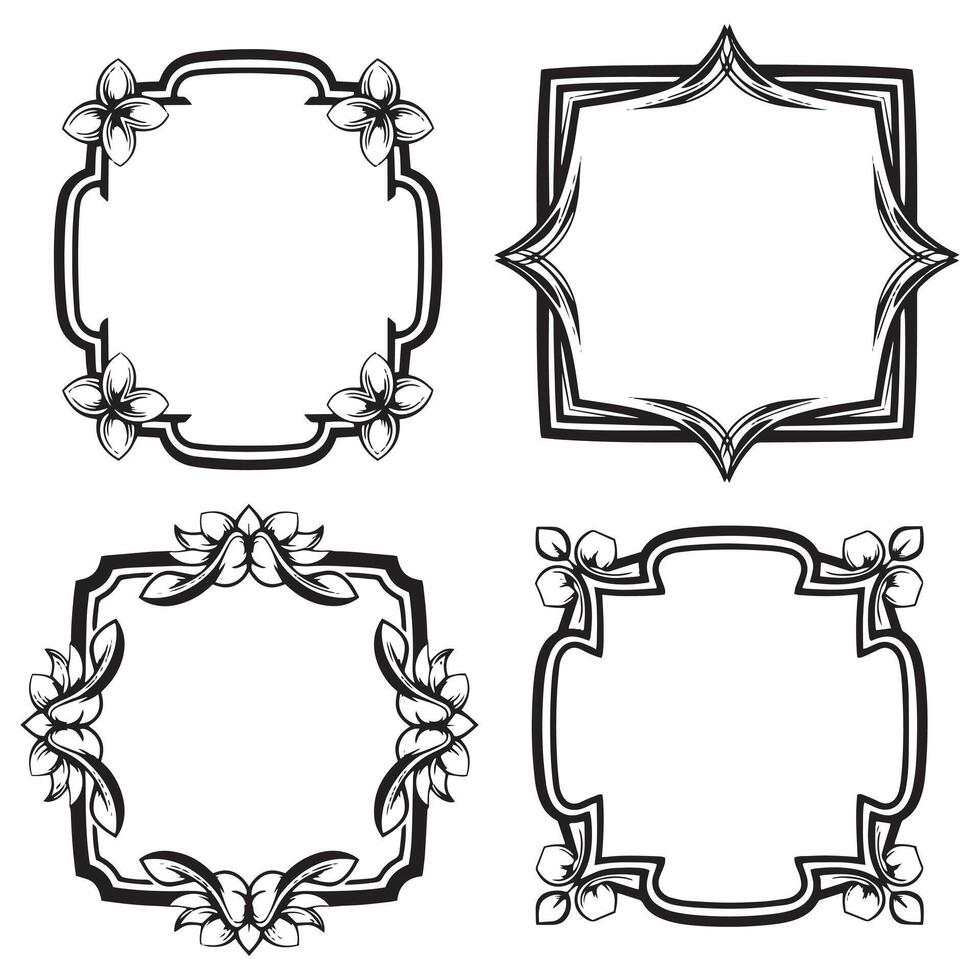 Modern Floral Frames Journal Decorative Borders Set vector