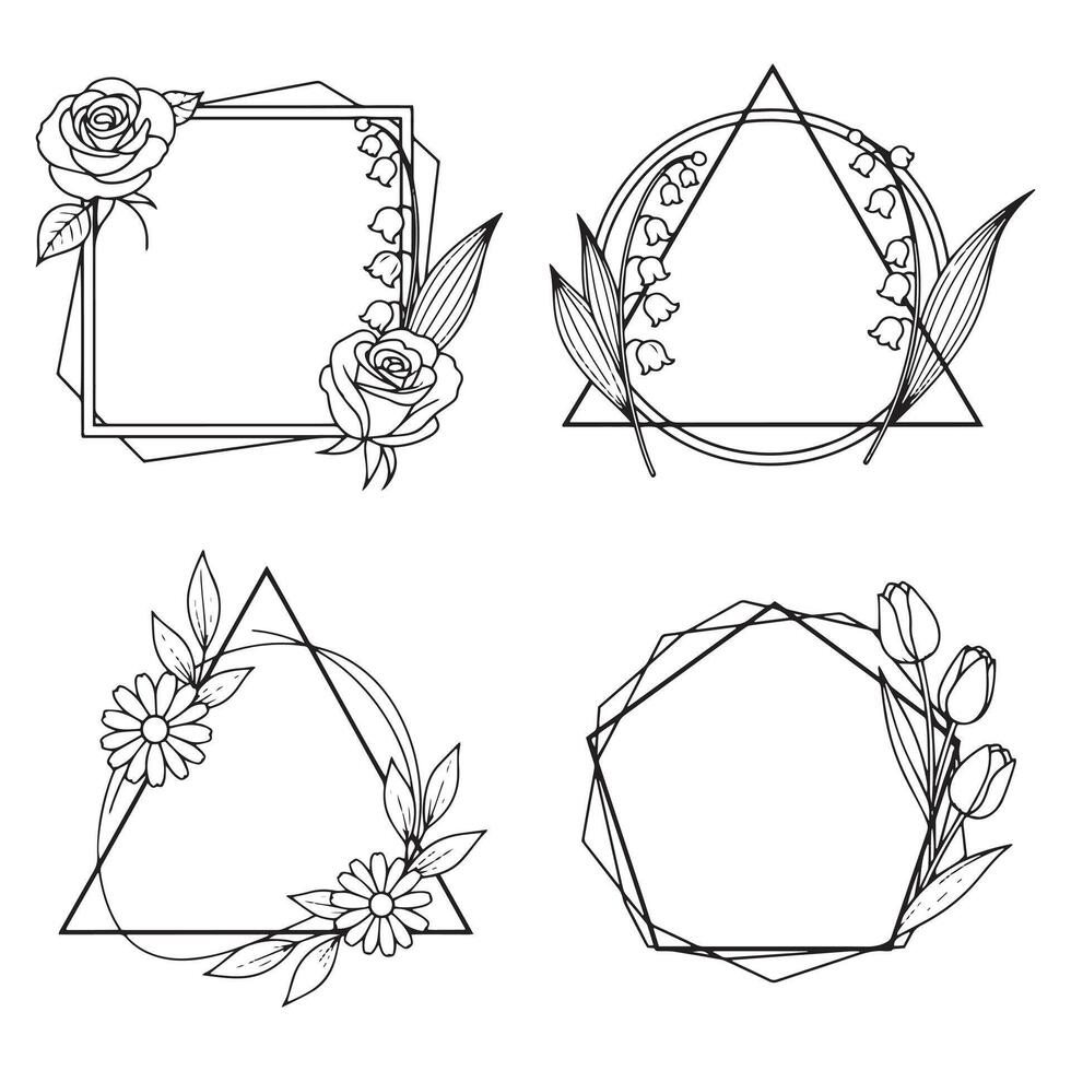 Classic Floral Frames Certificate Decorative Borders Set vector