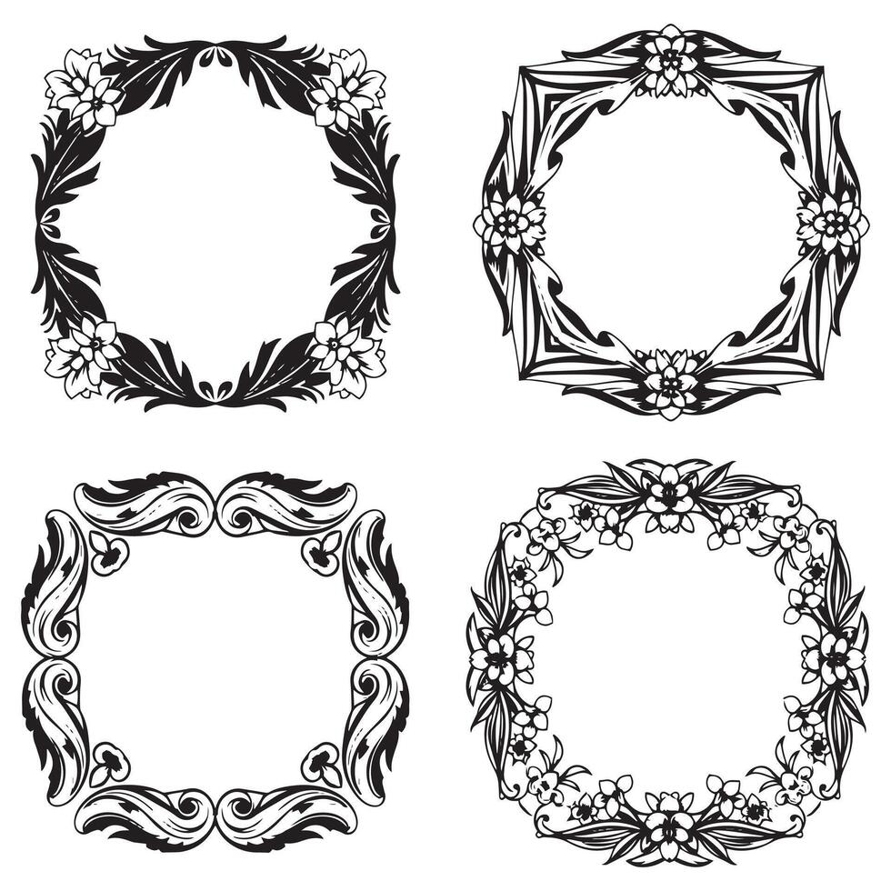 Intricate Floral Borders Stunning Decorative Vignettes vector