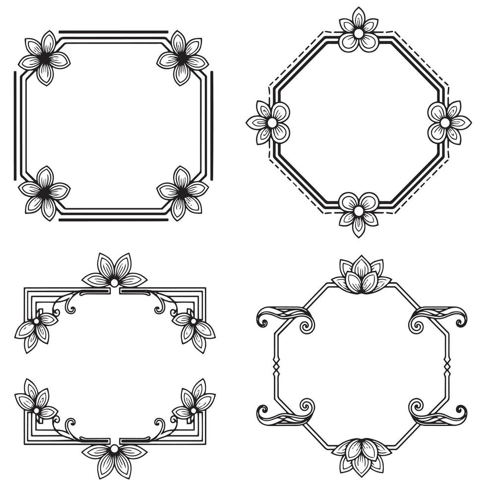 Sophisticated Floral Frames Premium Decorative Designs vector