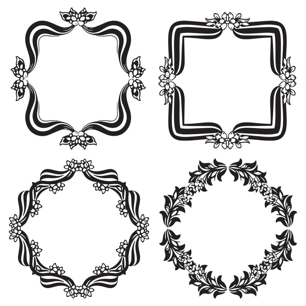 Abstract Floral Borders Creative Decorative Frames Set vector