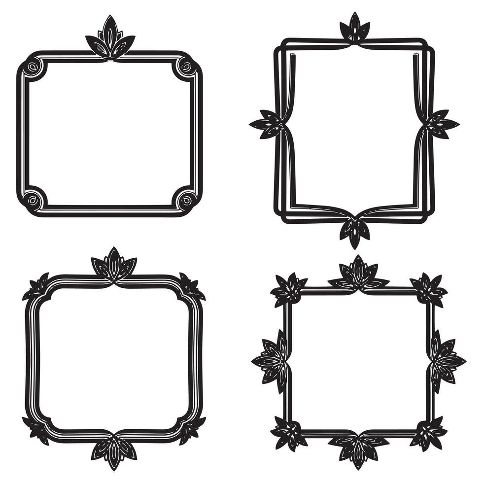 Modern Floral Borders Sleek Decorative Frames vector