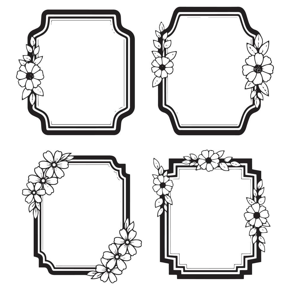Rustic Distressed Floral Borders Decorative Frames Collection vector