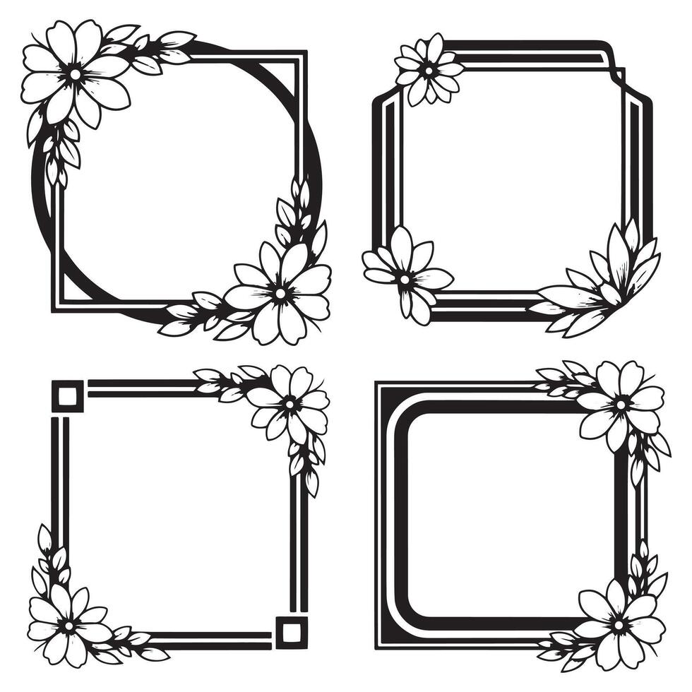 Captivating Frame Floral Borders Decorative Accents Collection vector