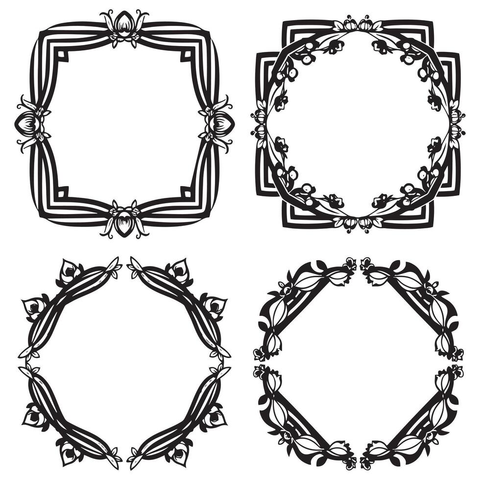 Vintage Inspired Floral Borders Collection Premium Selection vector