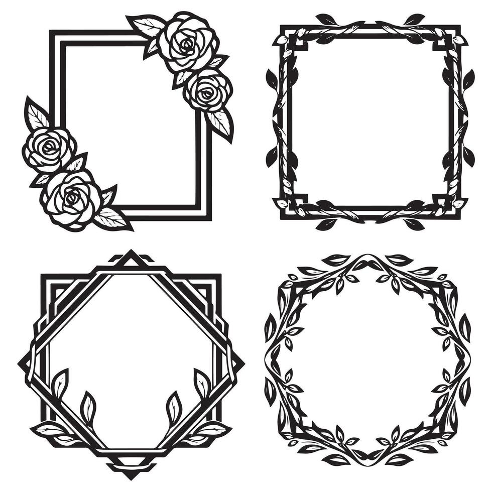 Intricate Floral Borders Elaborate Decorative Frames vector