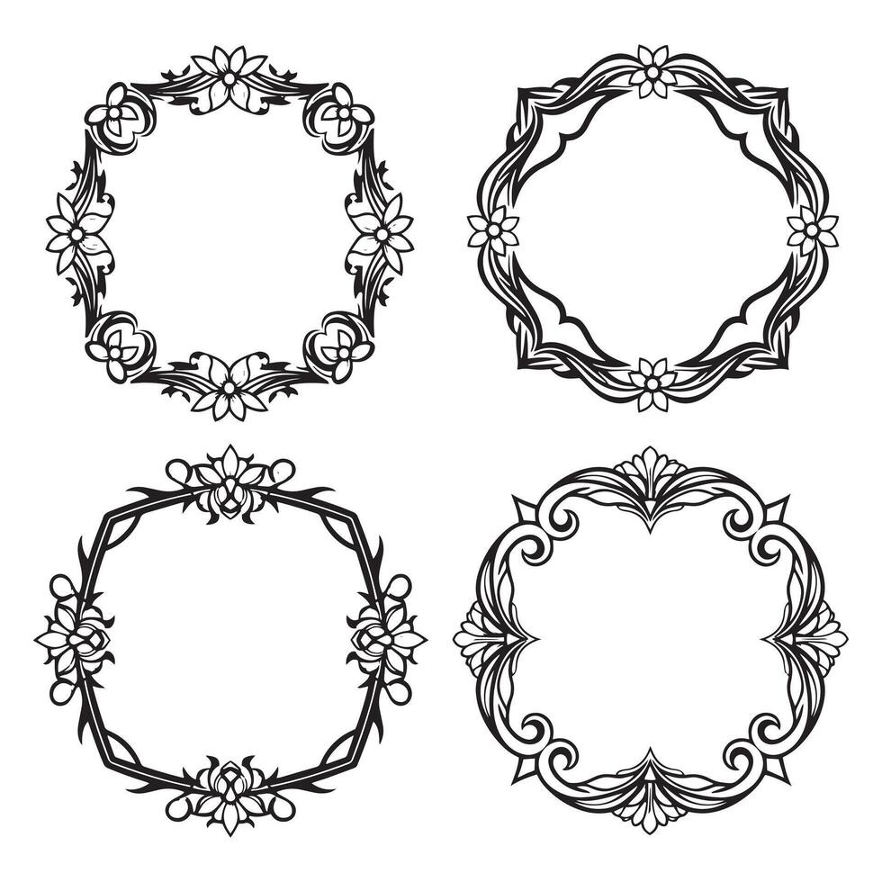 Lush Floral Borders Rich Decorative Frames Collection vector