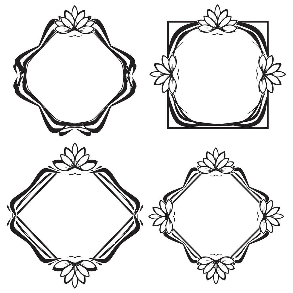 Rustic Floral Borders Charming Decorative Outlines vector