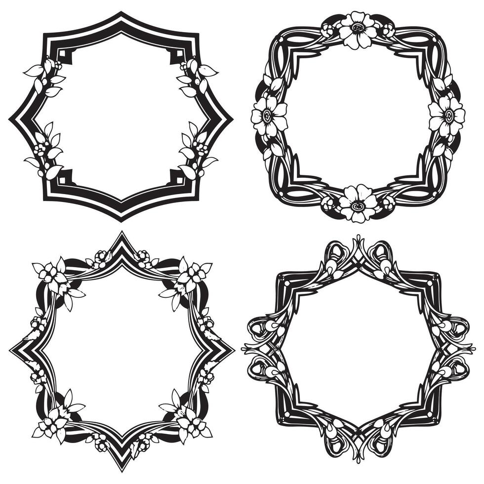 Dreamy Floral Frames Romantic Decorative Borders vector