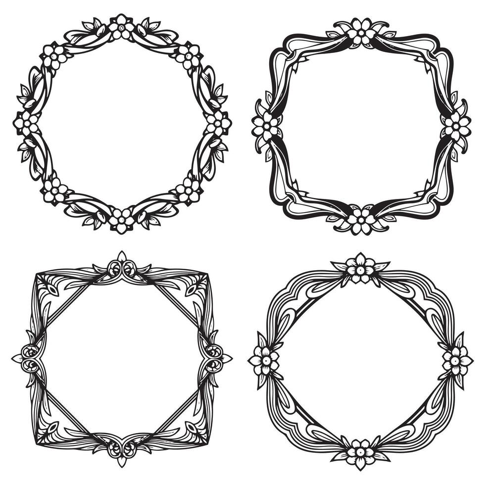 Classic Vine Floral Borders Decorative Accent Bundle vector