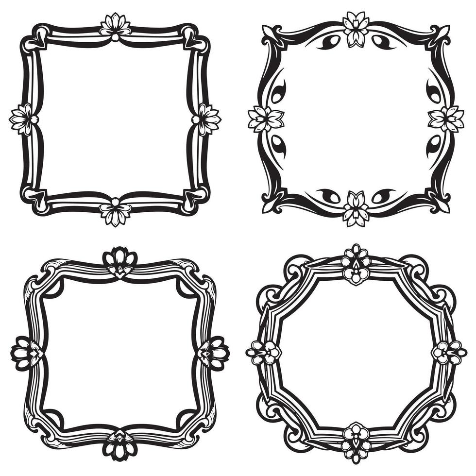 Abstract Floral Frames Branding Decorative Borders Set vector