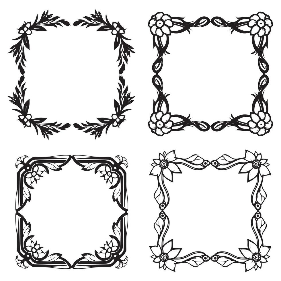 Vibrant Spring Floral Frames Decorative Borders vector