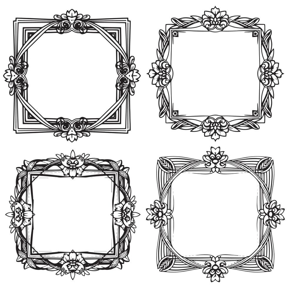 Geometric Floral Borders Craft Decorative Frames Collection vector