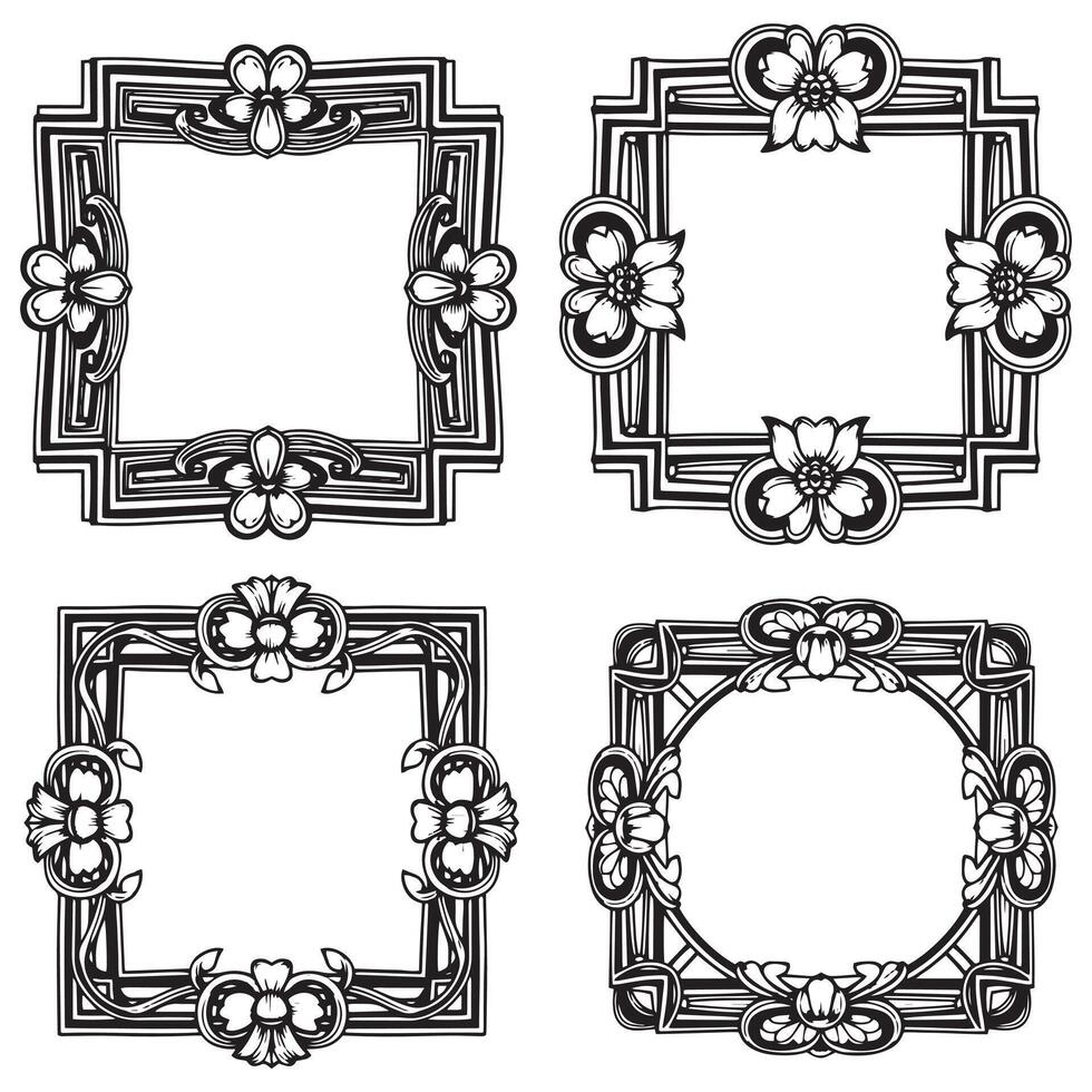 Bold Floral Frames Ornate Decorative Border Collection vector