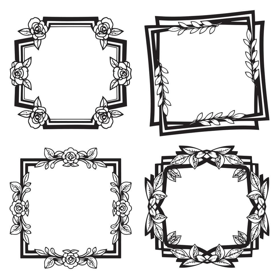 Abstract Swirl Floral Frames Decorative Borders Set vector
