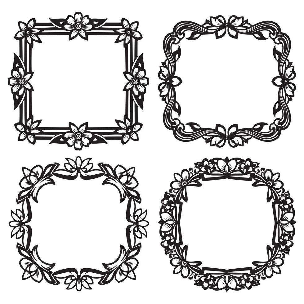 Timeless Bloom Floral Frames Decorative Borders Collection vector