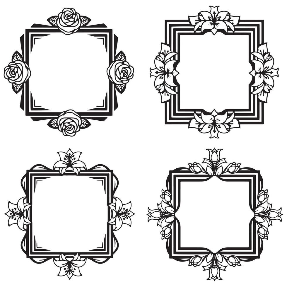 Botanical Floral Frames Nature Inspired Decorative Frames Collection vector