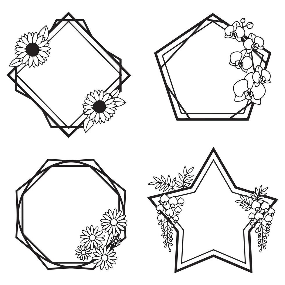 Dreamy Floral Frames Ethereal Decorative Borders Collection vector