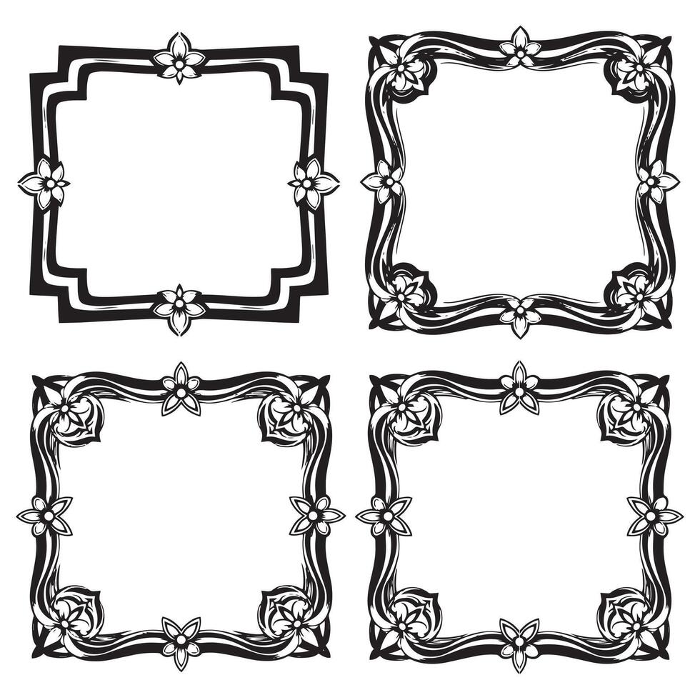 Delicate Floral Frames DIY Project Decorative Borders Set vector