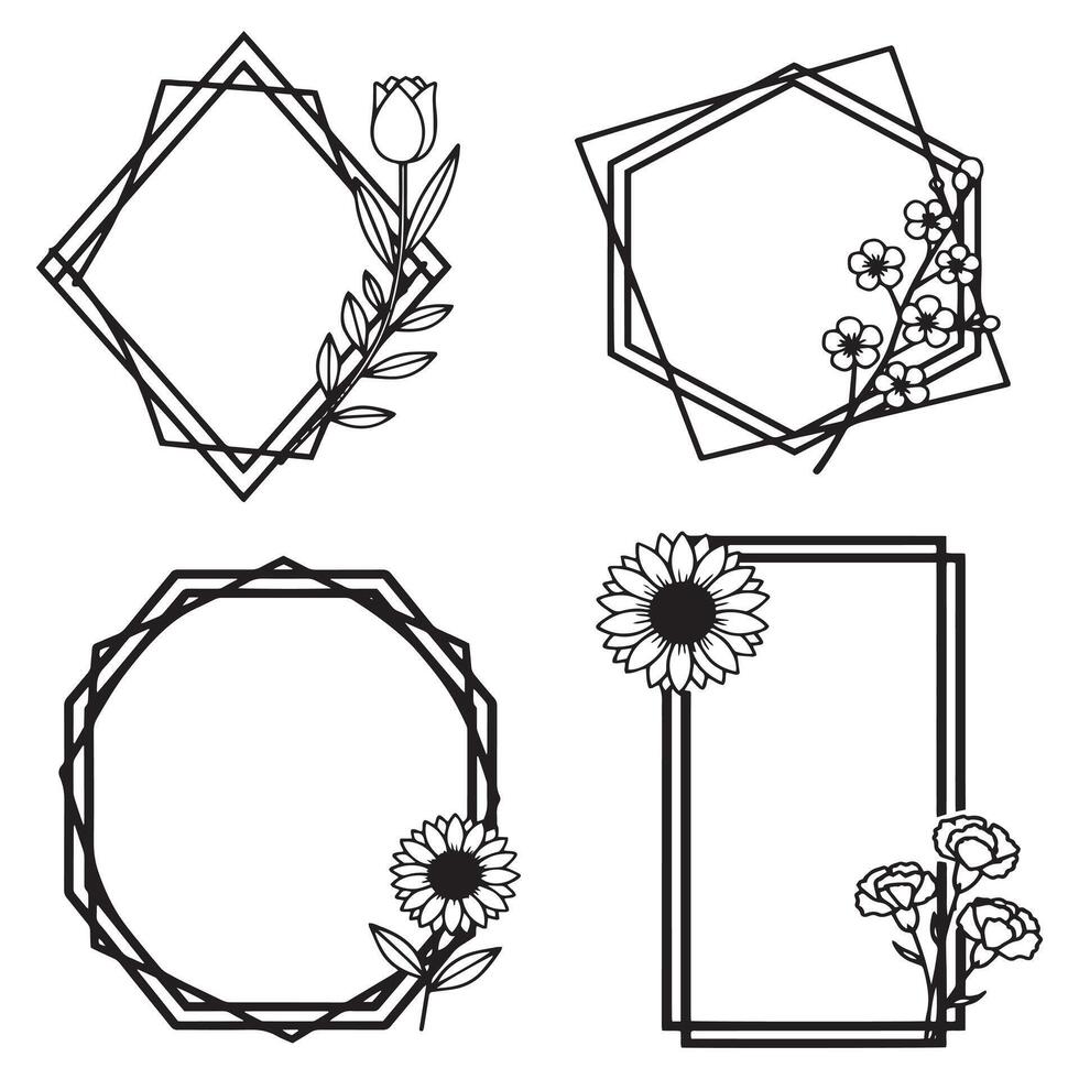 Elegant Abstract Floral Frames Creative Decorative Silhouettes vector