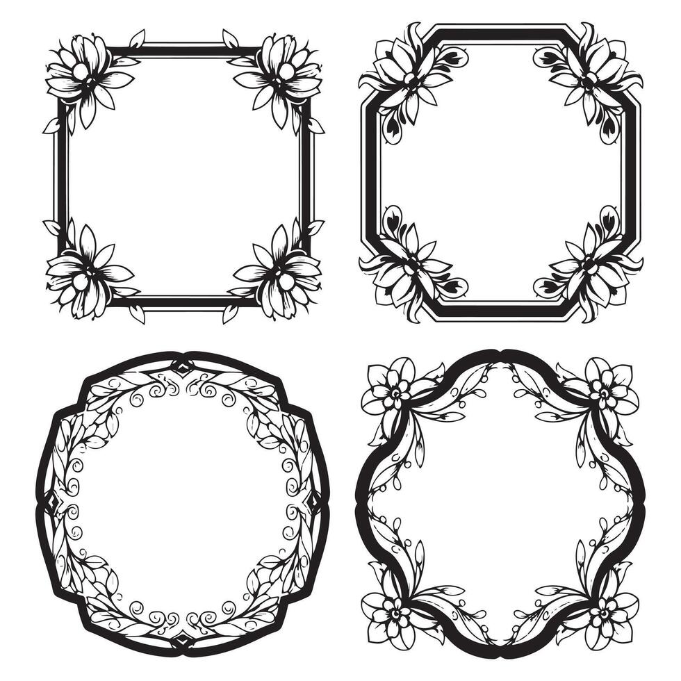 Artistic Floral Frames Expressive Decorative Patterns vector