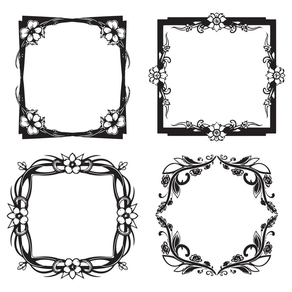 Victorian Scroll Floral Borders Decorative Edge Design Collection vector
