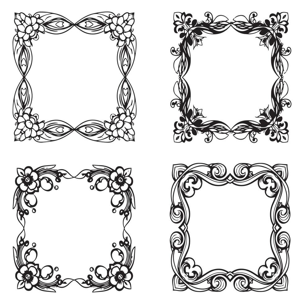 Opulent Floral Frames Lavish Decorative Borders vector