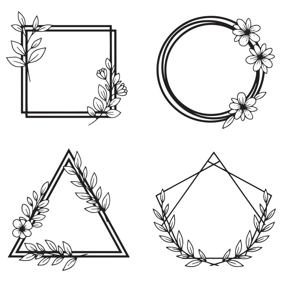 Vibrant Spring Floral Frames Decorative Borders Collection vector