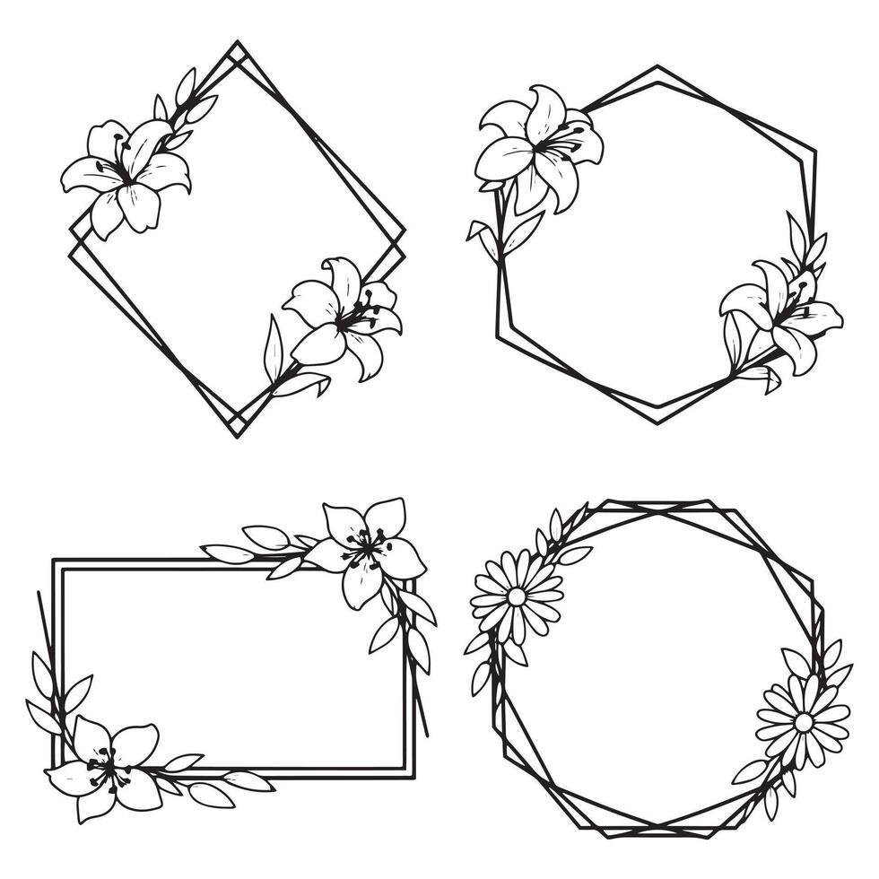 Opulent Floral Borders Rich Decorative Frames Set vector