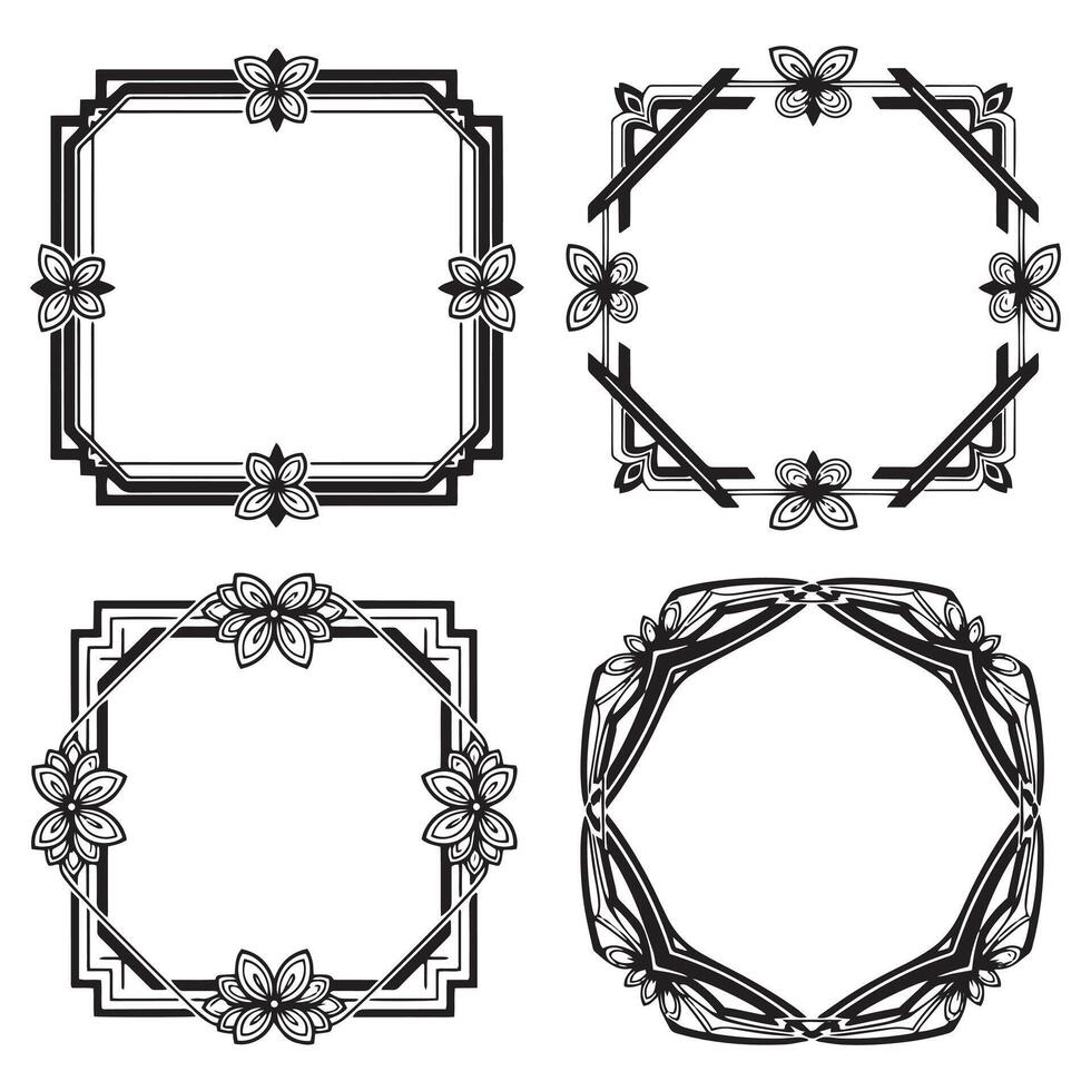 Enchanting Border Floral Frames Decorative Edge Illustration Collection vector