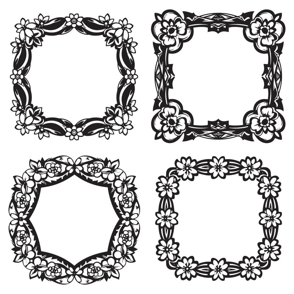 Enchanting Border Floral Frames Decorative Elements vector