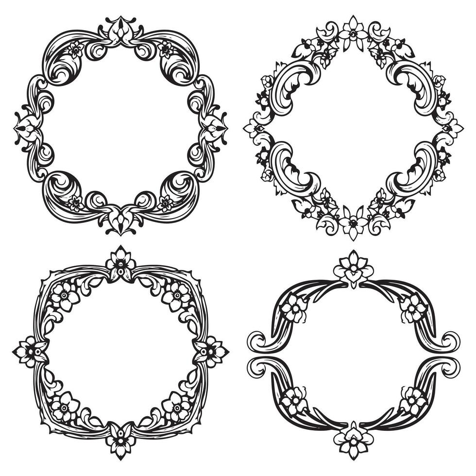 Captivating Floral Frames Alluring Decorative Borders Set vector