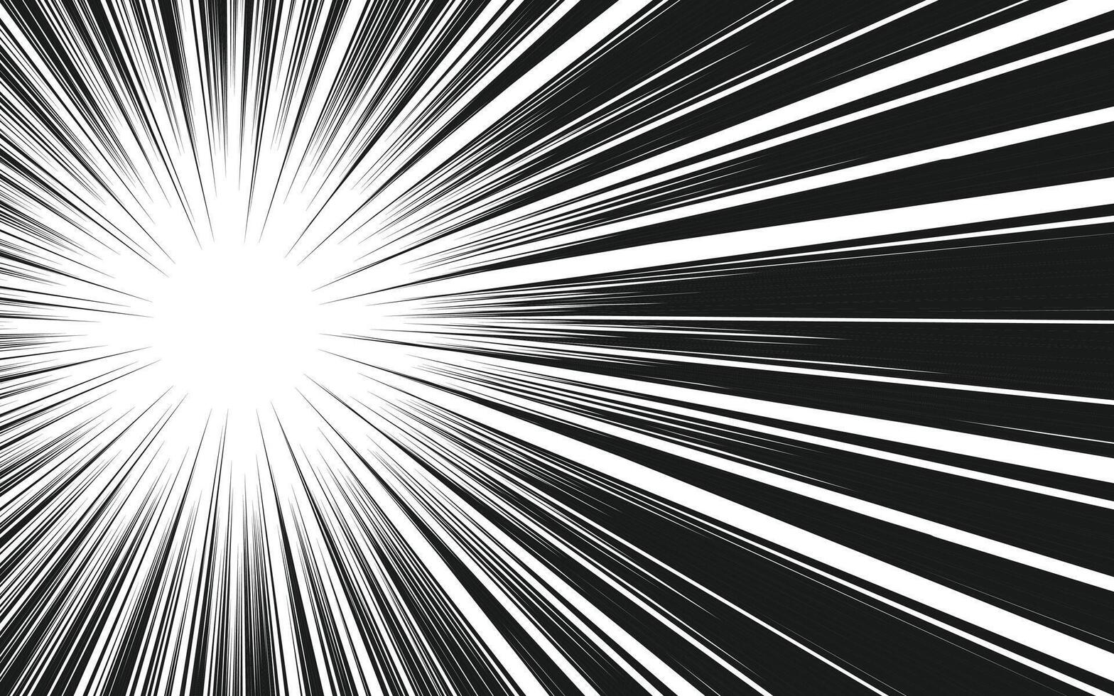 Radial speed lines background for comic books. Monochrome explosion background. vector