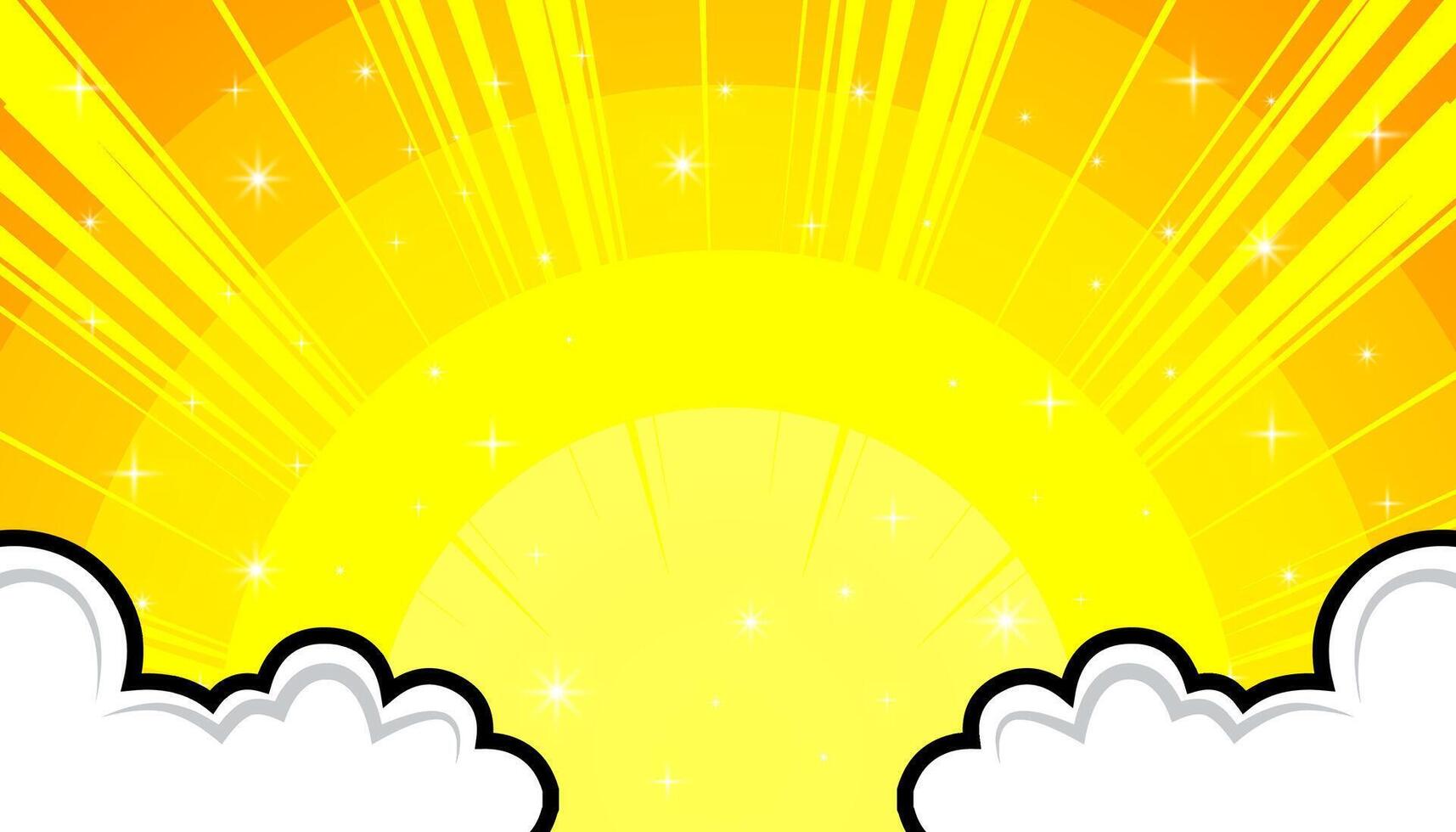 Pop art comic sun rays effect background with halftone. Cartoon abstract background. vector