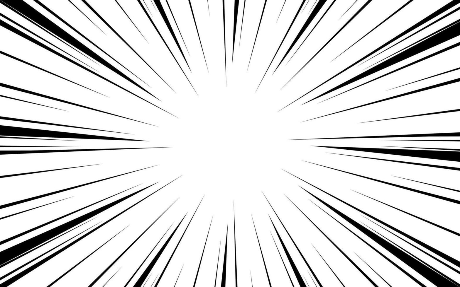 Diagonal speed lines background. Comic book explosion wallpaper. Abstract black and white radial lines frame design. vector